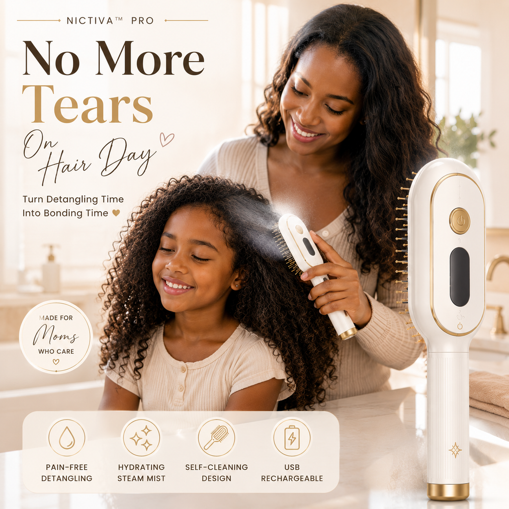 3-in-1 NICTIVA™ Pro Steam Mist Hair kids Brush – Hydrate, Detangle & Massage in One Stroke kids