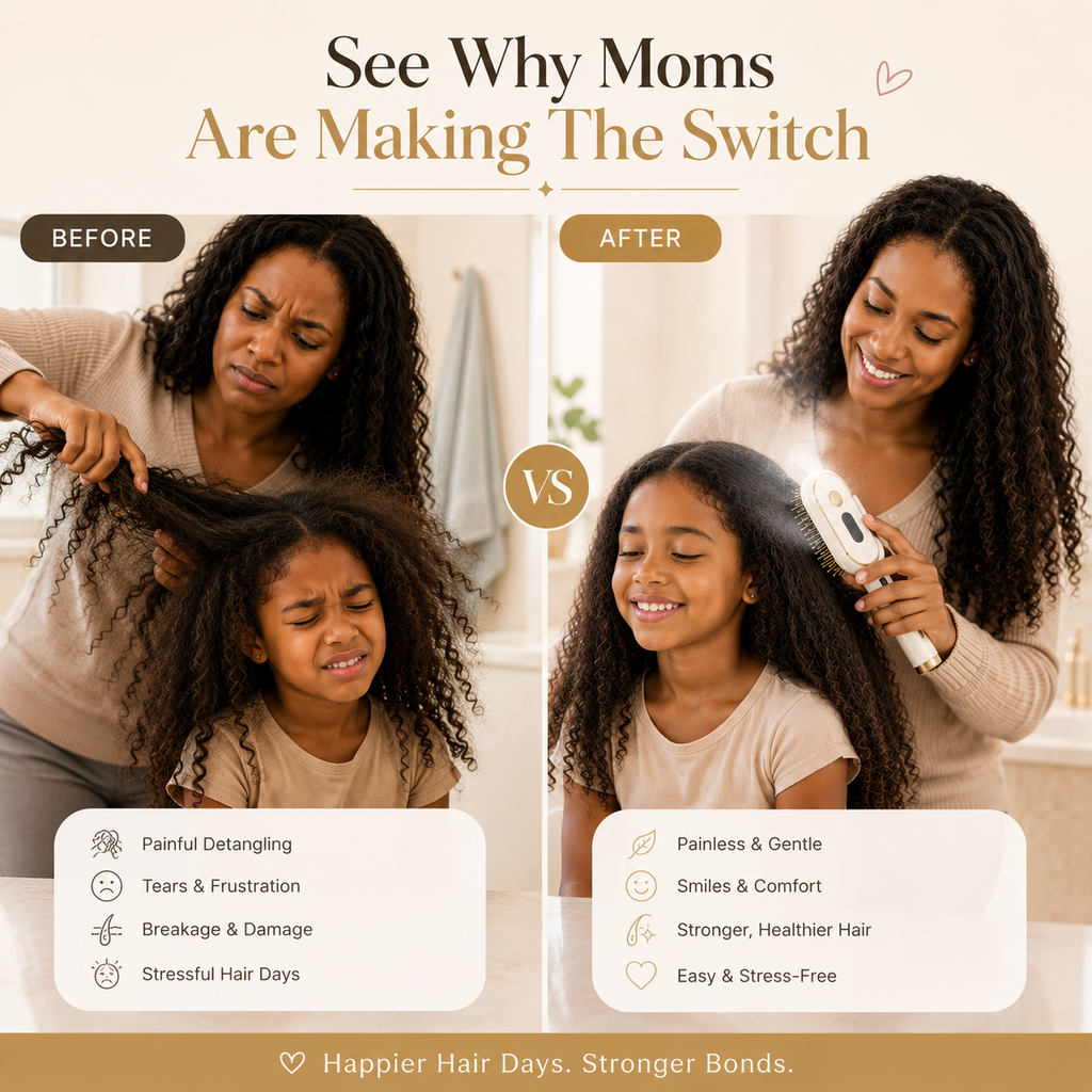 3-in-1 NICTIVA™ Pro Steam Mist Hair kids Brush – Hydrate, Detangle & Massage in One Stroke kids
