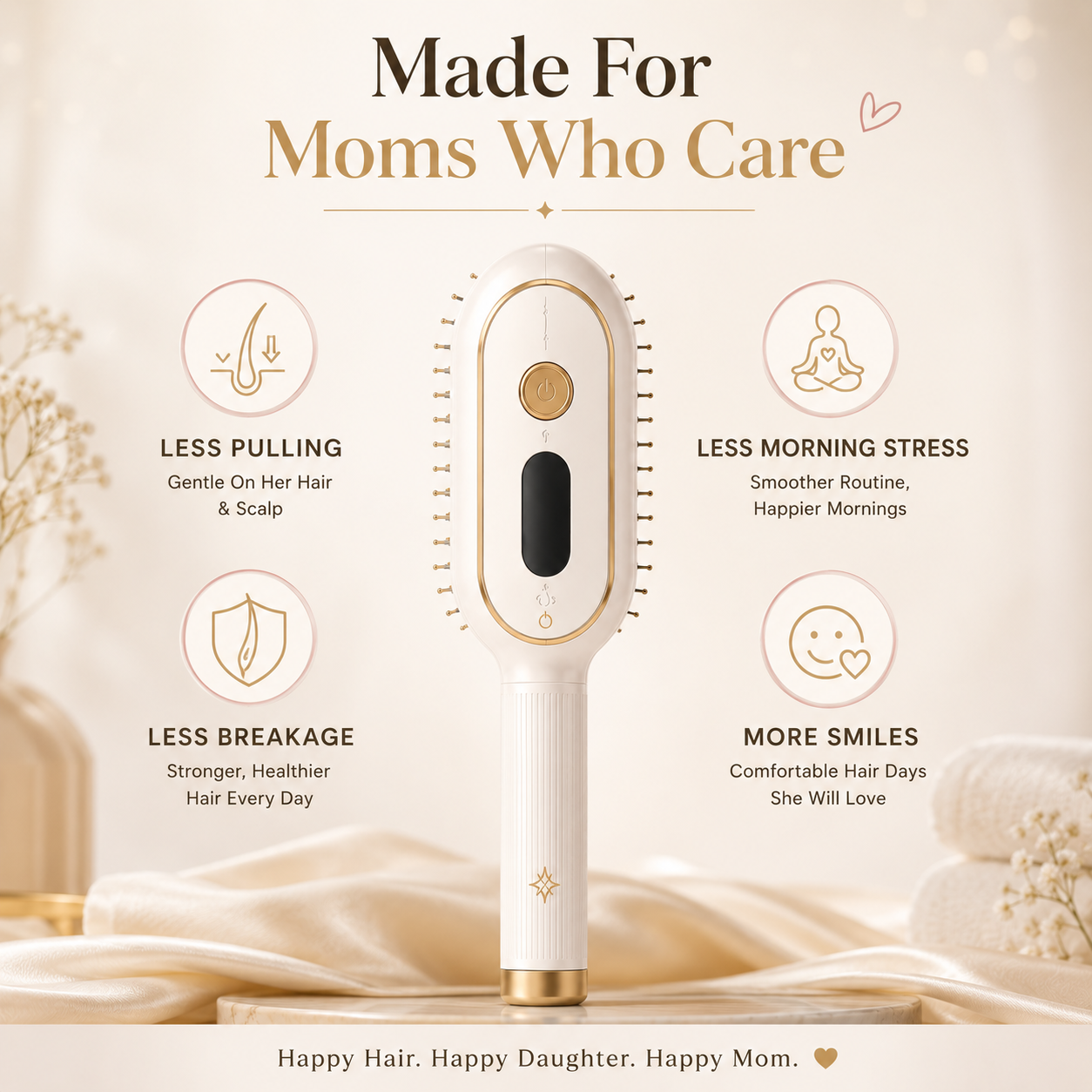 3-in-1 NICTIVA™ Pro Steam Mist Hair kids Brush – Hydrate, Detangle & Massage in One Stroke kids
