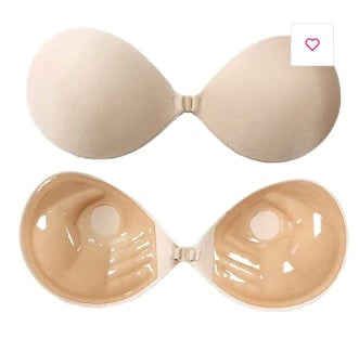 Nude adhesive sticky bra shown from front and inside