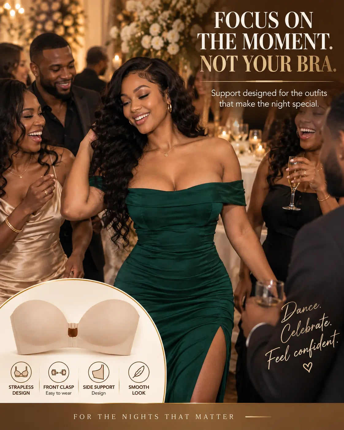 Nictiva strapless bra with eveningwear styling